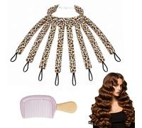 Rizador Sin Calor Octopus Hair Curler Estampado, Banda Heatless Curls | Material Suave y Cómodo, 8 Bandas Integradas, Rizos Sin Calor, Uso Nocturno, Peine Incluido, Cabello Largo y Medio