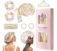 Rizadores de Pelo Sin Calor, GeeRic Heatless Curls Rulos Juego de Rizadores de Satén Sin Calor con Gomas Elásticas+Gorro de Duch Diademas +Pinzas para El Hogar y Fiestas Seda