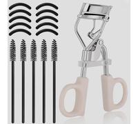 Rizadores De Pestañas De Gran Angular De 2 Piezas, Tiras De Goma De Repuesto De 5 Piezas Y Cepillos De Pestañas De 5 Piezas, Adecuado Para Un Maquillaje De Ojos Exquisito.