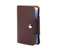 RIZGHWOY 1 PC Card de Tarjetas PU Case de Bolsas de Cuero para 24 Tarjetas, Color Hermoso Brillante, Ranura de de Plástico Blando de, Adecuado para Hombres y Mujeres, Azul (Brown)