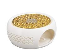 RIZGHWOY Calentador de Tetera de Porcelana, con Base de Aleación, Marco Hueco, Base Redonda Adecuada para Lámparas de té y Velas