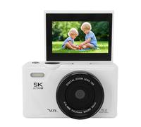 RIZGHWOY Cámara Digital de 5k 75MP HD Video Digital Videocámara Vlogging Camera con una Pantalla de 3 Pulgadas de Zoom 18x 3 Pulgadas para Fotografía de Viaje (White)