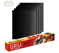 RIZGHWOY Estera para Parrilla de Barbacoa, Esteras de Cocina Antiadherentes de Fibra de Vidrio, Juego de 5 Piezas para Asar Carne y Verduras con Alta Resistencia Al Calor (BLACK #90)