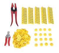 RIZGHWOY Etiquetas de Oreja para Ganado, Etiquetas de Identificación de Animales de Plástico con Aplicador y Alicates Removedores, para la Gestión de Granjas de Ganado Vacuno y Ovino