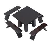 RIZGHWOY Juego de Mesa de Madera para Casa de Muñecas, Mano de Obra Exquisita, Mini Muebles de Madera Negra, para Entusiastas de Las Muñecas