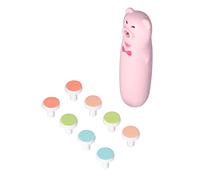 RIZGHWOY Juego de Sacapuntas de Uñas para Bebés con Velocidad Ajustable - Cortaúñas Eléctrico para Bebés y - Incluye 8 Cabezales de Pulido Intercambiables (Pulidor de uñas oso rosa)
