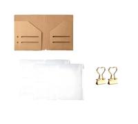 RIZGHWOY Kit de Accesorios para Cuaderno de Viaje, 2 Carpetas de Archivos Kraft, 2 Bolsas con Cremallera de PVC, con Clips en Forma de Corazón para Diario Estándar (Juego de 6 bolsas de papel Kraft)
