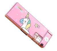 RIZGHWOY Linda Bolsa de Lápiz en el Estilo de Dibujos Animados con un Diseño de Doble Llaga, Estuche con una Gran Capacidad para la Escuela Infantil (Unicornio)