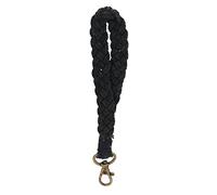 RIZGHWOY Llavero Boho, Cuerda de Algodón, Mini Llavero Macrame con Clamp/Holder de Revestimiento Negro para Llaves de Coche y Monederos (BLACK)