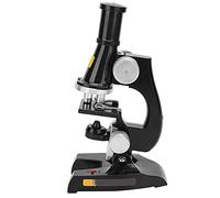RIZGHWOY Microscopio Biológico para Laboratorio Escolar en Casa, Aumento de 100X/200X/450X, Cabezal de Observación LED, Herramienta Educativa para Niños Mayores de 8 Años ((Negro))