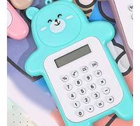 RIZGHWOY Mini Calculadora de Oso de Dibujos Animados, Calculadora Portátil de 8 Dígitos con Llavero Bonito para Niños Estudiantes, con Botones de Goma y Borde Redondeado (Oso Cian)