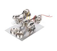 RIZGHWOY Mini Modelo de Enseñanza de Física de Motor Stirling con 4 Cilindros y Lámpara Cálida, Ideal para Observar la Operación del Motor Stirling, Adecuado para Experimentos Científicos