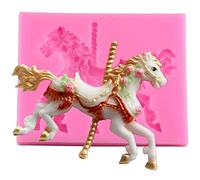 RIZGHWOY Molde de Carrusel, Molde de Caballo 3D Antiadherente para Decorar Pasteles, Hornear Chocolate, Cocina PINK