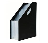 RIZGHWOY Organizador de Carpetas de Archivos, 24 Bolsillos de Plástico Negro (Negro Vertical)
