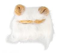 RIZGHWOY Peluca de Gato Melena Auténtico Gorro de Disfraz Mullido Rey de la Selva para Gatos y Perros Pequeños Hecha de Algodón (White)