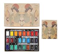 RIZGHWOY Pigmento de Pintura China de 24 Colores, Juego de Pintura de Acuarela de Alta Saturación Seca Rápida, Ideal para China Tradicional, Libros para Colorear, Obras de Arte