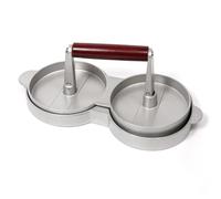 RIZGHWOY Prensa para Hamburguesas, 2 en 1, Máquina para Hacer Hamburguesas de Aluminio Antiadherente de Doble Cavidad para Barbacoa en Casa, Camping, Picnic, Cocina (cabeza doble)