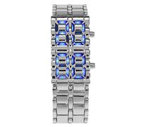 RIZGHWOY Reloj de Pulsera de Acero de Moda con Reloj de Pulsera Electrónico con Luz LED Parejas o Estudiantes de 8,3 Pulgadas (Cinta Plateada BLU-Ray)