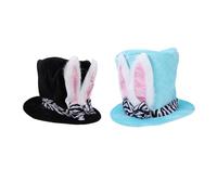 RIZGHWOY Sombrero de Copa con Orejas de Conejito, Sombrero de Pascua de Disfraces, Accesorio de Fotografía para Cosplay de Fiesta de té y Evento Temático de Conejitos (BLACK)
