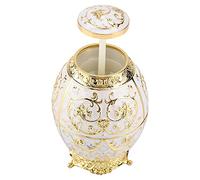 RIZGHWOY Soporte Automático para Palillos de Dientes, Dispensador de Aleación de Zinc, Diseño de Flores Vintage en 3D, Ideal para Uso Doméstico y Hotelero (pegamento blanco hoja de vid dorada)