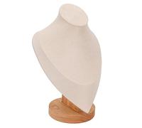 RIZGHWOY Soporte para Busto de Joyería, Soporte de Exhibición de Collares de Tela de Felpa Multiusos para Joyería, Decoración del Hogar, 16,5x10,5x23,5 Cm (Beige)