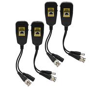 RIZGHWOY Transmisor de Vídeo HD Anti Thunder, 4 Uds., Potencia Balun de Tamaño Pequeño para Sistemas de Vigilancia 2 en 1 de 12V a 48V