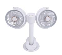 RIZGHWOY Ventilador Clip con LED, 2400mAh Batería Recargable para Escritorio Camping Viaje, 4 Velocidades Motor Silencioso 360° Rotatorio Colgante con Luz Nocturna