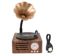 RIZGHWOY Vintage Record Speaker Retro Gramophone Compact Metal Body Copper Horn Decor Player con Disco U TF Tarjeta Aux