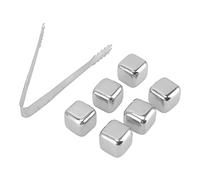 RIZGHWOY Whisky Stones Food Grado 304 Cubos de Hielo de Acero Inoxidable Mantenga el Sabor de Rocas de Whisky que a Menudo Se Usan para Beber Enfriamiento (6 cubos con pinzas para hielo)