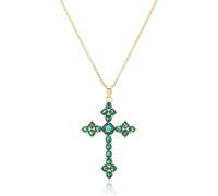 Rizilia Cadena de cruz para mujer, chapado en oro de 18 quilates, colgante de cruz, cadena de oro, circonita redonda [varios colores disponibles] Cadena de extensión 46 - 51 cm, regalo de joyería de