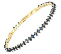 RIZILIA Not-Your-Basic - Pulsera de tenis minimalista para mujer, redonda/marquesa/princesa, circonita cúbica en varios colores, chapada en oro de 14 quilates, base de 16,5 cm + extensores de 1,5/2,5