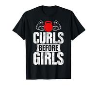 Rizos Antes de Las niñas Levantamiento de Pesas Bíceps Fitness Cultur Camiseta