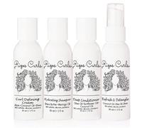 Rizos Curls Kit de viaje de 4 pasos para el cabello rizado: crema de definición del rizo, champú, acondicionador, refrescante y desenredante (2 oz cada uno)