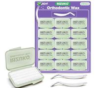 Rizuko Cera de ortodoncia para aparatos ortopédicos, paquete de 15, 750 puntos de cera precortados, tiras de cera de ortodoncia para cuidado dental con envolturas individuales higiénicas y kit de 2