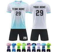 RIZUNTO Camisetas de Futbol Equipos, Personalizadas Hombre Infantil Equipacion Conjunto,Niños Adultos con tu Nombre, Escudo y número,2 Blanco