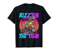 Rizz 'Em Con El Tism Dinosaurio T-Rex Meme Divertido Autismo Camiseta