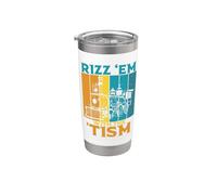 RIZZ 'EM CON EL 'TISM Tren de Locomotora de Vapor Autismo Meme Vaso térmico de acero inoxidable de doble pared