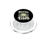 Rizz Em' with The Tism Awesome Autism Aware Charming Teas PopSockets PopGrip para MagSafe