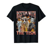 Rizz 'Em With The 'Tism Funny Goat Humor Bootleg Gráfico Camiseta