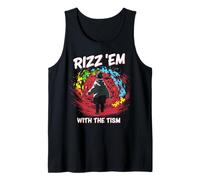 Rizz Em With The Tism Funny Sarcastic Kids Boys Girls Anime Camiseta sin Mangas