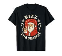 Rizz The Season Meme Santa Retro Humor Navidad Rock Camiseta