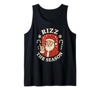 Rizz The Season Meme Santa Retro Humor Navidad Rock Camiseta sin Mangas