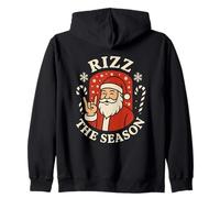 Rizz The Season Meme Santa Retro Humor Navidad Rock Sudadera con Capucha