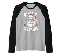 Rizz The Season Santa Gafas Meme Divertido Navidad Gen Z Camiseta Manga Raglan