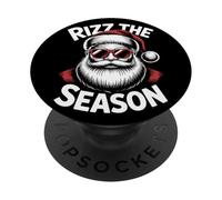 Rizz The Season Santa Gafas Meme Divertido Navidad Gen Z PopSockets PopGrip Adhesivo