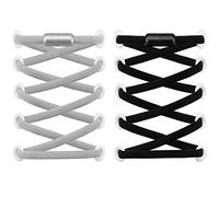 RJ-Sport 2 pares de cordones elásticos con cierre rápido. Sistema de cordones rápidos para una comodidad única y un agarre fuerte. Con cápsulas de metal sin atar, Negro y gris., large