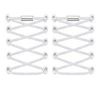 RJ-Sport (2 pares de cordones elásticos con cierre rápido, sistema de cordones rápidos para una comodidad única y un agarre fuerte, con cápsulas de metal sin atar (plata brillante)