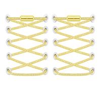 RJ-Sport (2 pares de cordones elásticos con cierre rápido, sistema de cordones rápidos para una comodidad única y un agarre fuerte, con cápsulas de metal sin atar (dorado brillante)