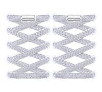 RJ-Sport 2 pares de cordones planos sin atar, cordones elásticos con cierre rápido, sistema de cordones rápidos para una comodidad única y un agarre fuerte, con cápsulas de metal, plata, 120