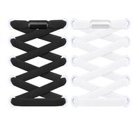 RJ-Sport 2 pares de cordones planos sin atar, cordones elásticos con cierre rápido, sistema de cordones rápidos para una comodidad única y un agarre fuerte, con cápsulas de metal, negro y blanco, 120